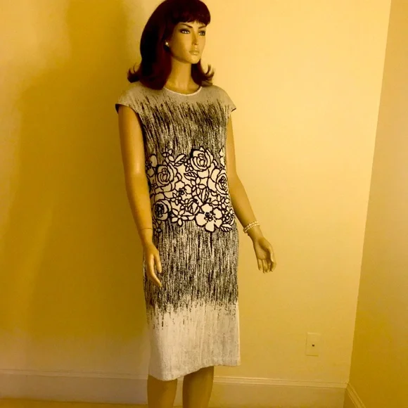 st john beaded dress 1990s St John Evening Deadstock Black Knit Dress with Sequin Trim  Style &  Salvage